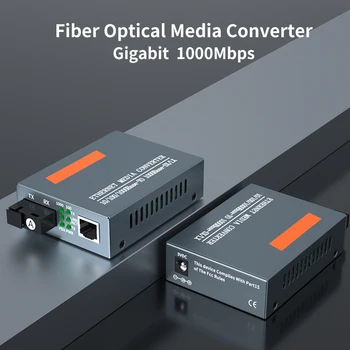 1 Чифт Влакна радиостанцията 100/1000 Mbit/s 20 км HTB-GS-03 A/B Однорежимный Оптичен SC Port Gigabit Оптичен Медиаконвертер Външно захранване