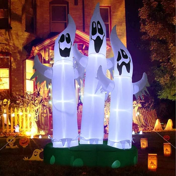 10 фута украса за Хелоуин Надуваеми 3 призрак Декор за Хелоуин с led подсветка на Надуваеми играчки за косене на трева на открито за домашен Декор на двора
