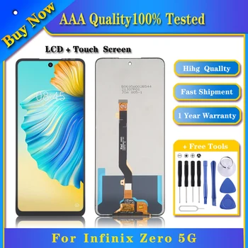 100% Тествани TFT LCD екран за Infinix Zero 5G X6815, X6815B с Цифрователем Пълна Монтаж на Сензорни Резервни Части, Телефон (черен)