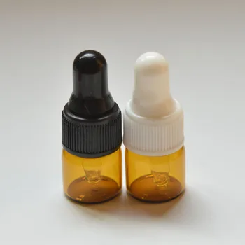 100шт 1 мл амбър стъклен флакон Бутилка за проба парфюм за етерично масло малък преносим мини-флакон Безплатна доставка
