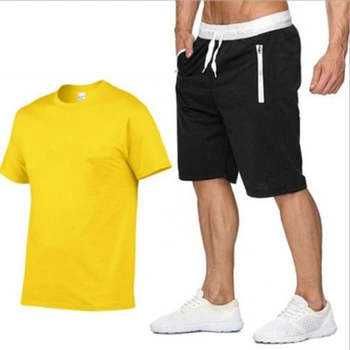2022 Лято от памук и коноп 2021, комплект от две части, мъжка тениска с къс ръкав, съкратен топ D18
