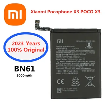 2023 Година 6000 ма 100% Оригинална Батерия За Xiaomi Pocophone X3 Poco X3 BN61 висок Клас Батерия за Мобилен Телефон + Номер за проследяване