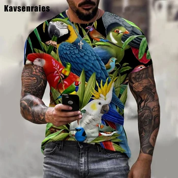 2023 гореща Лятна разпродажба, 3D тениска с цвете папагал, тениски с 3D принтом животински Brida, дамски мъжки модни и ежедневни градинска облекла, потници, облекло