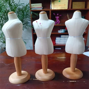 2023 Найлонов плат женски текстилен манекен за студентски шиене, поставка за тяло, глава, на дървена основа, модел Busto Dress Display, може да се монтира E216