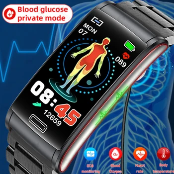 2023 Нивото на Глюкоза в кръвта Смарт Часовници Мъжки Сърдечен Ритъм, Кръвно Налягане Здраве Спортен Гривна ЕКГ + ТОЧКИ Умни Часовници Мъжки Глюкометр