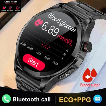 2023 Ново Точното Измерване на Нивото на Глюкоза в кръвта, ЕКГ + ТОЧКИ Смарт Часовници за Мъже С Пълен Сензорен екран, Bluetooth Предизвикателство Монитор Здравето на Спортни Умен Часовник