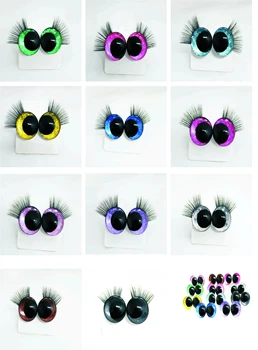 20pcs Странни очи 12 mm 14 16 18 20 25 30 мм Нова мультяшная 3D лъскава играчка защитни очите с черен чекмедже за мигли за кукли -Q11