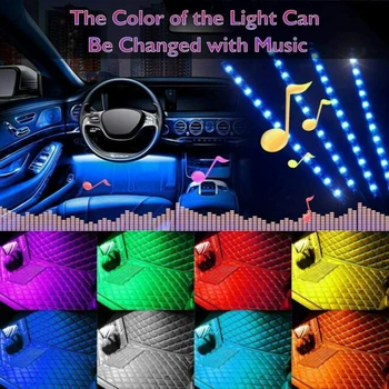 4 бр. USB universal семицветная автомобилна врата атмосферни лампа, led панел, авточасти, аксесоари за врати led лампа