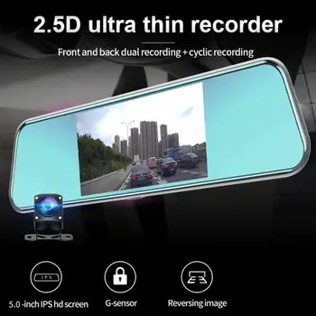 5,5-Инчов Сензорен Екран Dash Cam 4K HD 1080 автомобил с Видео Огледало за Обратно виждане С Двоен Обектив един dashcam Предни Задни Автомобилен Видеорекордер Dash Camera