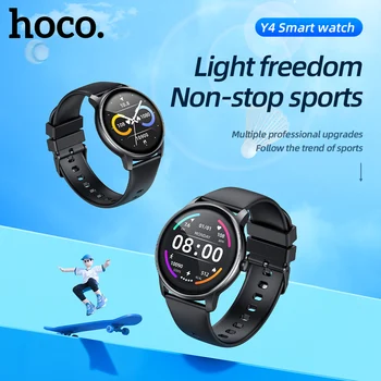 Hoco Y4 1,28-инчов HD Smart-часовник със сензорен екран, IP68 Водоустойчив Bluetooth 5,0 С определението на сърдечната честота Спортен Фитнес Смарт Гривна