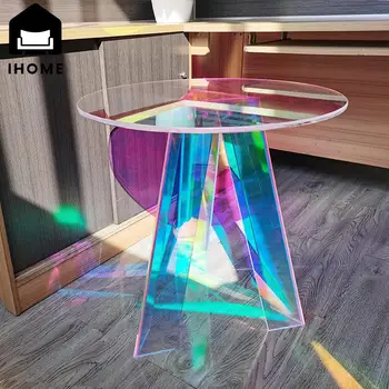 IHOME Nordic Acrylic, креативен цветен масичка за кафе за всекидневната, кръгла маса, дъгата градиентный масичка за кафе, лесно лукс, ново 2023