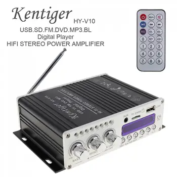 Kentiger HY-V10 20 W x 2 2CH HI-FI, Bluetooth, съвместим с Автомобилни Аудио Усилвател FM радио Плейър Поддържа SD/USB DVD MP3 Вход