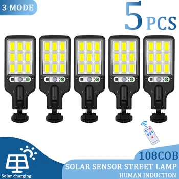 LED Соларни Улични лампи Открит 117COB 1 ~ 5 бр. Слънчева Лампа С 3 Режима на Осветление за Водоустойчиви Сензор за Движение Охранителна Осветление за Градината