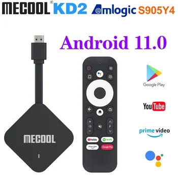 Mecool KD2 Глобалната Версия на 4K TV Stick Android 11 TV Box с Amlogic S905Y4 4 GB + 32 GB Сертифициран Google мултимедиен плейър на ТВ-ключ