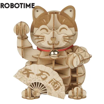 Robotime Нов DIY Plutus Cat 3D Дървена игра-пъзел събирането на, играчка-лодка, подарък за деца, юноши и възрастни TG303