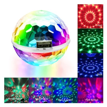 USB RGB led авто DJ с лампа, преносим семеен бал за партита, цветни светлини, бар, клуб, панорамен ефект, лампа, декорация, осветление на мобилен телефон