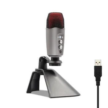 USB кондензаторен микрофон Професионален записывающий микрофон с изхода за слушалки за стрийминг възпроизвеждане на игри в YouTube PC, Лаптоп
