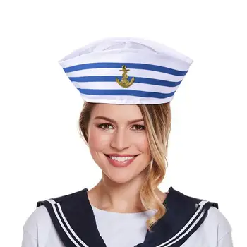 Аксесоари за костюм моряк, вечерни шапка за възрастни, необичайно тъмно синя шапка, моряк на fortune облекло, дамски, мъжки, бели матросские шапка за възрастни, Tain Sailor