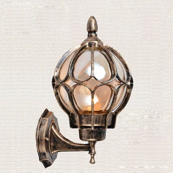 Американски ретро бронз алуминий водоустойчив външен стенен монтаж стенни лампи, лампа, Европейският бренди стъклен балон E27 LED лампа за стенен монтаж лампа