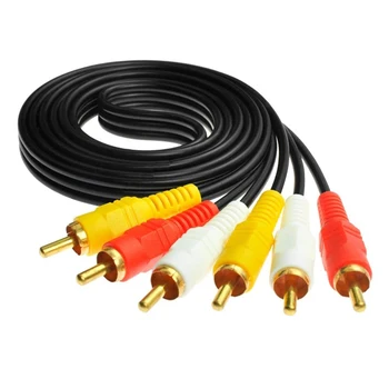 Аудиолиния lotus head от 3RCA до 3RCA с дължина 3 метра, червено и жълто и бяло AV-hdmi кабел кабел, 50 броя
