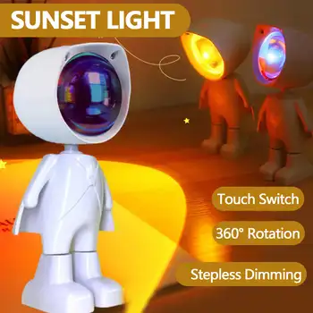 Батерия ZK40 Робот-Астронавт Дъгова Проекция на Слънчева Лампа Настолна Лампа нощна светлина за Залез Безкрайно Потъмняване на Атмосферата Спални Светлината