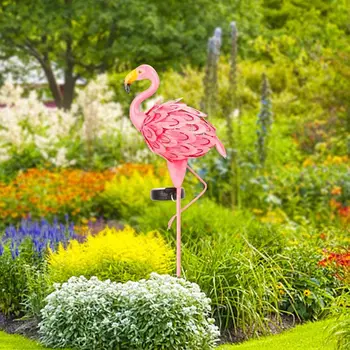 Градински слънчева светлина Flamingo Patway външни метални фенери Водоустойчив топло бял светодиод за косене на тераса или двор