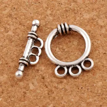 Гривна-пръстен с 3 дупки, закопчалката-барабанен 17,8x13,8 мм, 25 комплекти бижута с сплав, занаяти L868