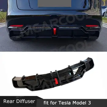 Дифузер за устни задната броня, спойлер, брадичката с подсветка за Tesla, модел 3 2017, удължител за задната част на устните, спойлер, бодикит, аксесоари ABS