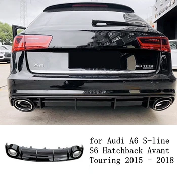 Дифузер на задната Броня, Защита Спойлер за Audi A6 S-line S6 Хетчбек Avant Touring 2015-2018, Не е за RS6, Защита на бронята