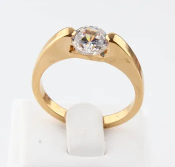 Жена, подарък сватбен подарък на вечността, пръстени златни цветове, модни бижута, пръстен с цирконий от неръждаема стомана