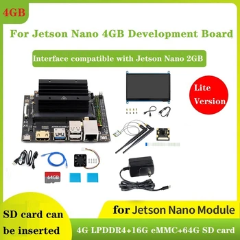 За в jetson Nano 4G Lite DEV Kit + Основна такса + 64G SD карта + Cardreader + 7-инчов екран + Камера + Мрежова карта + Храна