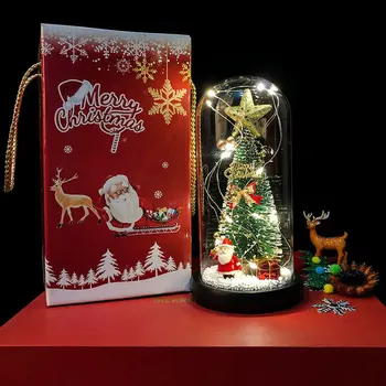 Коледно дърво, стъкло 3D лампа, USB лека нощ, led стъклена сфера за домашния офис, настолна лампа за декор, играчки за деца, подаръци