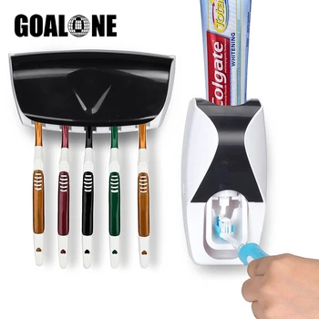 Комплект за баня GOALONE Автоматично опаковка на паста за зъби с суперклейкой вендузата Стенен държач за четка за зъби от 5 бр.