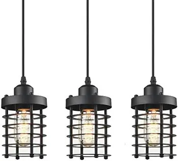 Комплект подвесного лампа под формата на мини-метални клетки в селски стил (бронз, 3 опаковки)