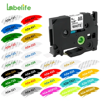 Лента за етикети TZe-221, която е Съвместима с вашия Принтер за етикети Brother PTH110 Tze221 Tze-121, Лента 9 мм Tz621 Tze-325, Многоцветни, Ламинирани