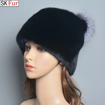 Луксозни маркови дамски шапки норковые възли шапки от естествена кожа ръчно изработени Зимни шапки, шапка от естествена кожа снежна шапка еластична