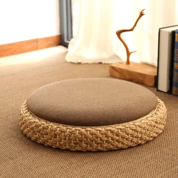 Мебели за дневна Японски futon Възглавница за медитация от масивно дърво, възглавница за чайна церемония от ратан, малка кръгла табуретка за декор тераси.