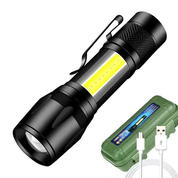 Мини фенерче, led акумулаторна фенерче, преносим USB фенерче, батерия с висока мощност, походный водоустойчив фенер на далечни разстояния