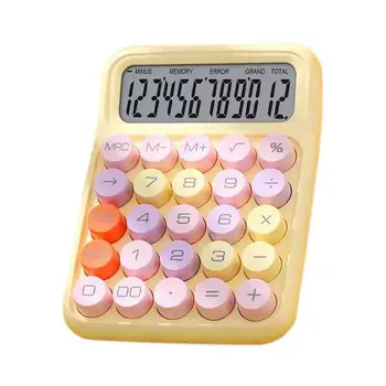 Настолен калкулатор, сладък 12-цифрен калкулатори за момичета, големи бутони, LCD дисплей, калкулатор за дома, офиси, училище и бизнес