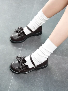 Нов студентски обувки в японски стил с лък, униформи JK, обувки за момичета, cosplay, обувки в стил Лолита, обувки на платформа, размер 35-40