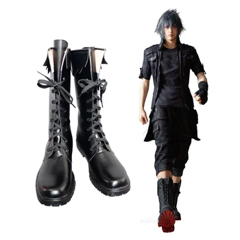 Нови обувки за cosplay, Final Fantasy 15 The King Noctis, обувки за cosplay от изкуствена кожа, черни обувки дантела, размер 35-44, високо качество