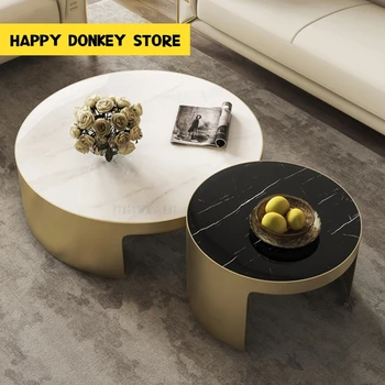 Обичай матово-сив приставной маса в скандинавски минималистичном стил, дизайнерски Нова кръгла масичка за кафе, комбинация от луксозни мебели за дома Mesa
