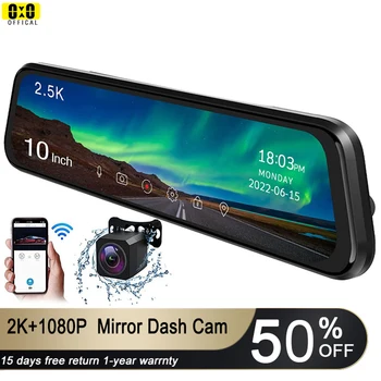 Огледален автомобилен видеорекордер dvr Ultra HD 2.5 K Dash Cam дървар 1080P 10-инчов камера за задно виждане нощно виждане Черна кутия на автомобила