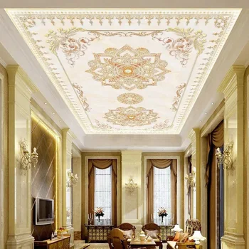 Потребителски фотообои Ретро Европейски стил великолепна фреска хол на хотела, ресторант Луксозен интериор Papel De Parede 3D тапети