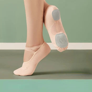 Продажба на едро, плетени обувки за танци подметка, без дантели, женски котешки нокът, детска дишаща лека балет обувки