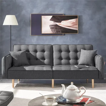 Разтегателен диван-futon от пяна с памет ефект Олдън Дизайн, с USB, сива