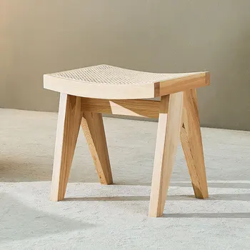 Стол от ратан ръчно изработени от масивна дървесина, с модерен минималистичен тоалетка, стол, мебели за хола, креативен модерен кът за табуретка
