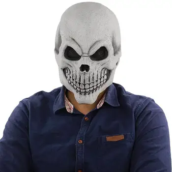 Ужасна маска за лице за Хелоуин, латексова главата на скелета, подпори за cosplay, аксесоари за латексови костюми реалистичен cosplay с главата на скелета