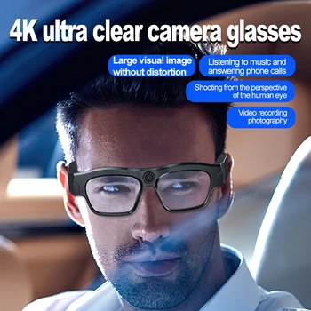 Умни очила за камерата 2K Спорт на открито Шофиране видеорекордер за езда 4K Снимка Bluetooth Възпроизвеждане на музика Предизвикателство Слънчеви очила за бизнес