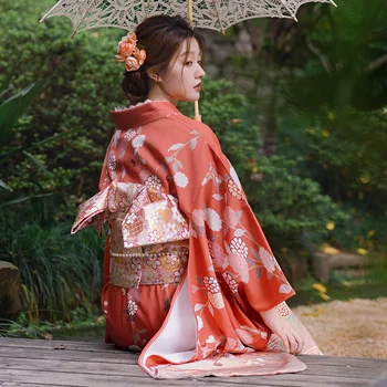 Японското традиционната рокля-кимоно с флорални принтом Оби, въздушни рокли, костюми за жени, дамское рокля кимоно на гейша Хаори, юката
